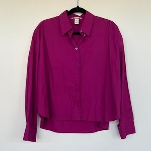 {{H&M}} Magenta Cotton Poplin Button-Down Shirt